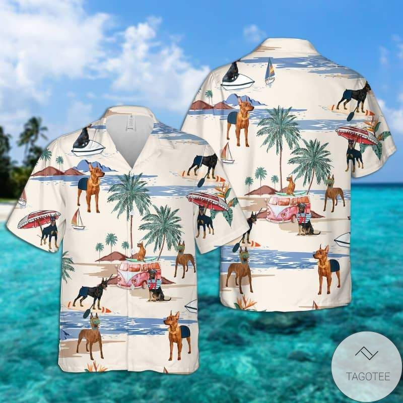 German Pinscher Summer Beach Hawaiian Shirt