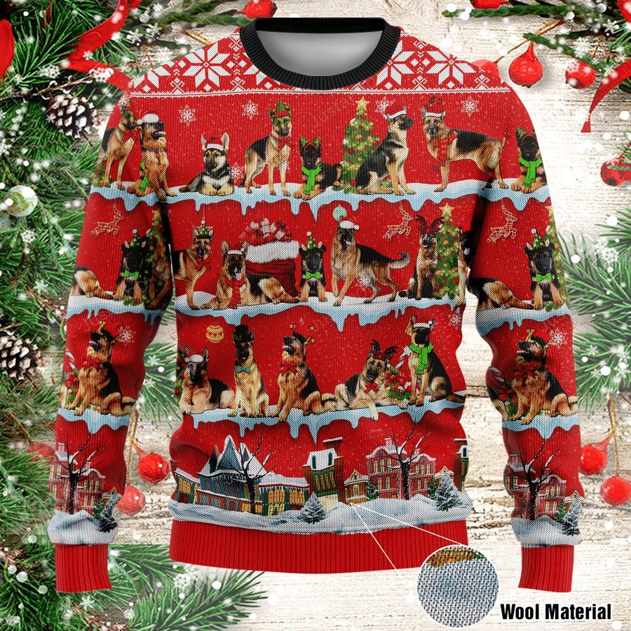 German Shepherd Christmas Ugly Christmas Sweater All Over Print Sweatshirt