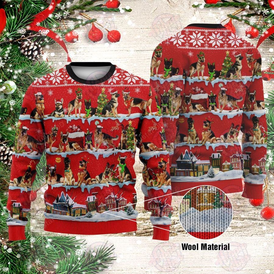 German Shepherd Ugly Christmas Sweater All Over Print Sweatshirt Ugly