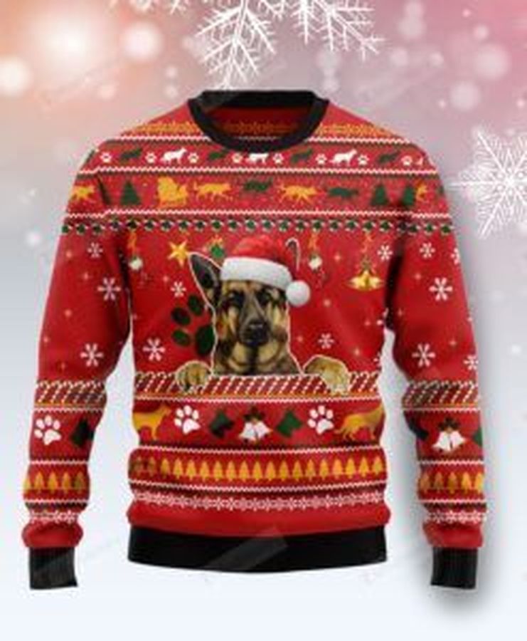 German Shepherd Waiting For Christmas Ugly Christmas Sweater, All Over Print Sweatshirt