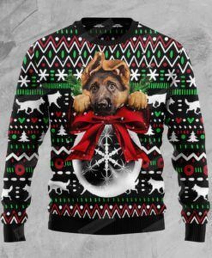 German Shepherd Xmas Ball Ugly Christmas Sweater, All Over Print Sweatshirt