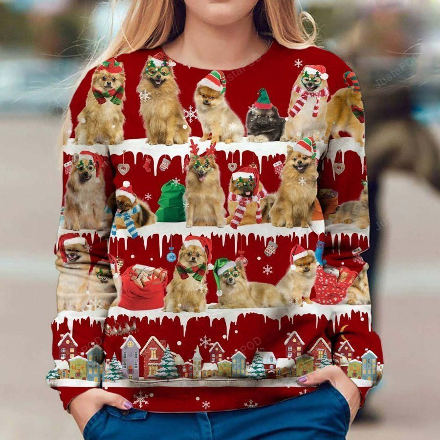 German Spitz Ugly Christmas Sweater All Over Print Sweatshirt Ugly