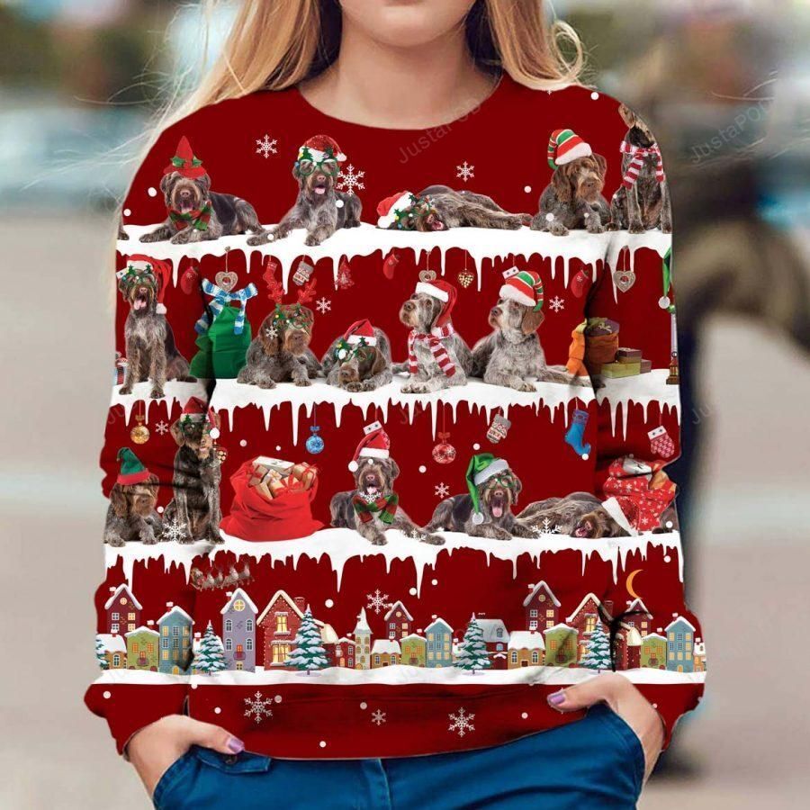 German Wirehaired Pointer Snow Christmas Ugly Christmas Sweater, All Over Print Sweatshirt, Ugly Sweater, Christmas Sweaters, Hoodie, Sweater