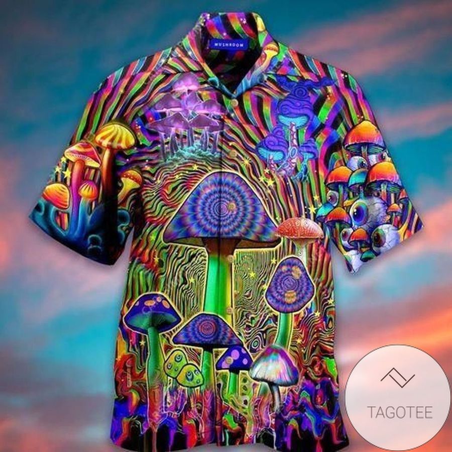 Get Here Colorful Hippie Mushroom Hawaiian Aloha Shirts