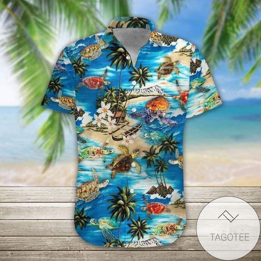 Get Here Sea Turtle Surfing Summer Vibe Tropical Hawaiian Aloha Shirts