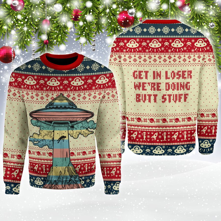 Get In Loser UFO Camping Knitting Pattern Ugly Sweater