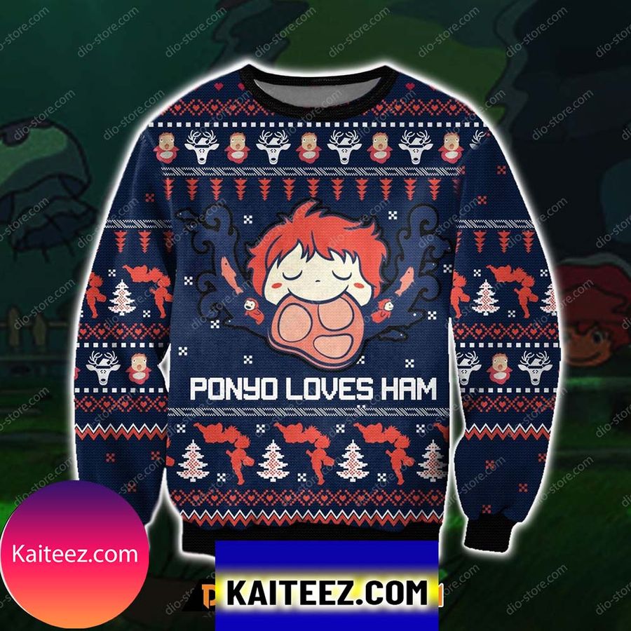 Ghibli Studio Ponyo 3d Print Christmas Ugly Sweater