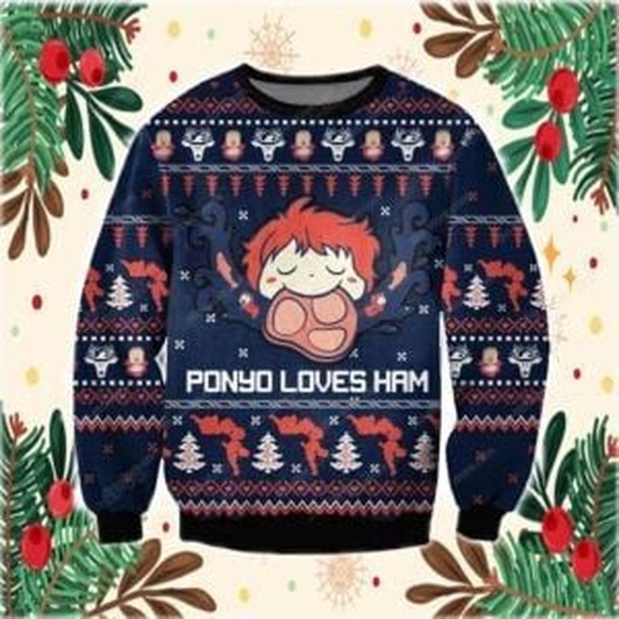 Ghibli Studio Ponyo Ugly Christmas Sweater, All Over Print Sweatshirt, Ugly Sweater, Christmas Sweaters, Hoodie, Sweater