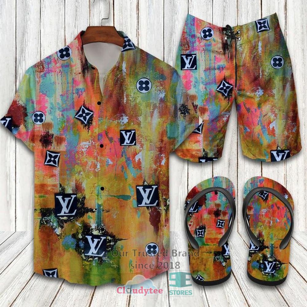 Gianni Versace S.r.l. Multicolor Hawaiian Shirt, Short, Flip-Flops – LIMITED EDITION