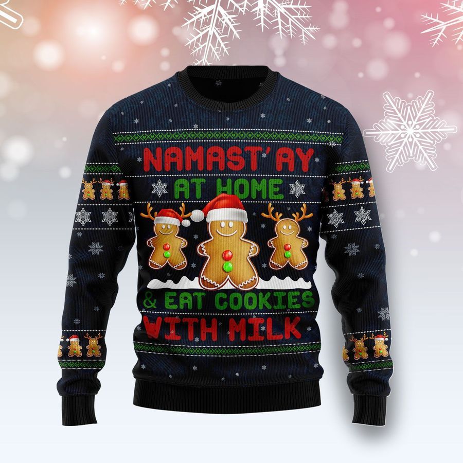 Gingerbread Namastay Ugly Christmas Sweater All Over Print Sweatshirt Ugly