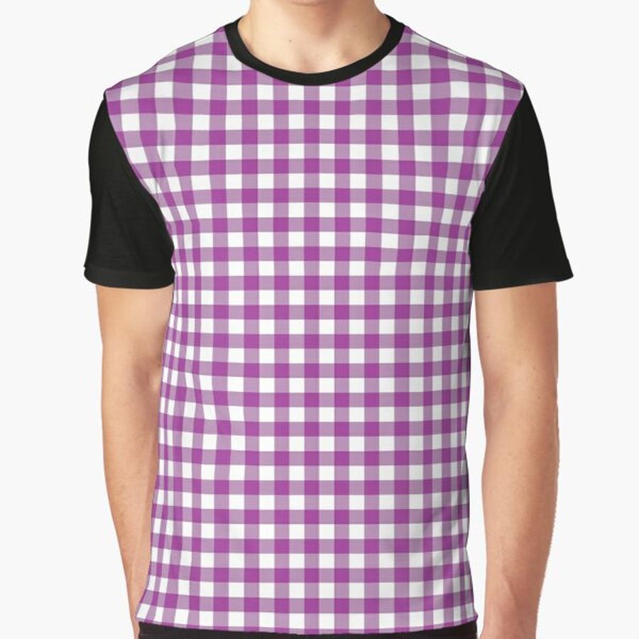Gingham Pattern Pink Graphic T-Shirt