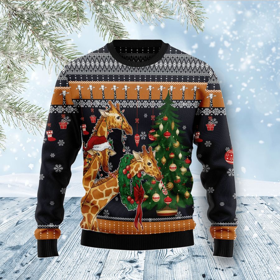 Giraffe Love Christmas Ugly Sweater - 381