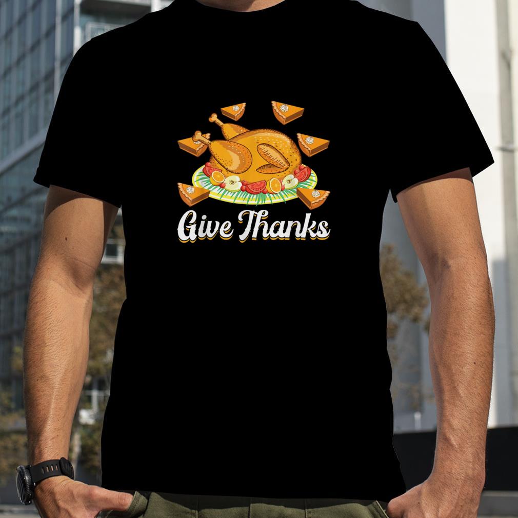 Give Thanks Turkey Food Thanksgiving Pajamas Girl Thankful T Shirt