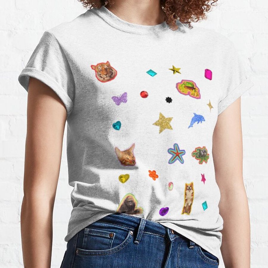 Glitter animals insects and jewelry stickers Classic T-Shirt