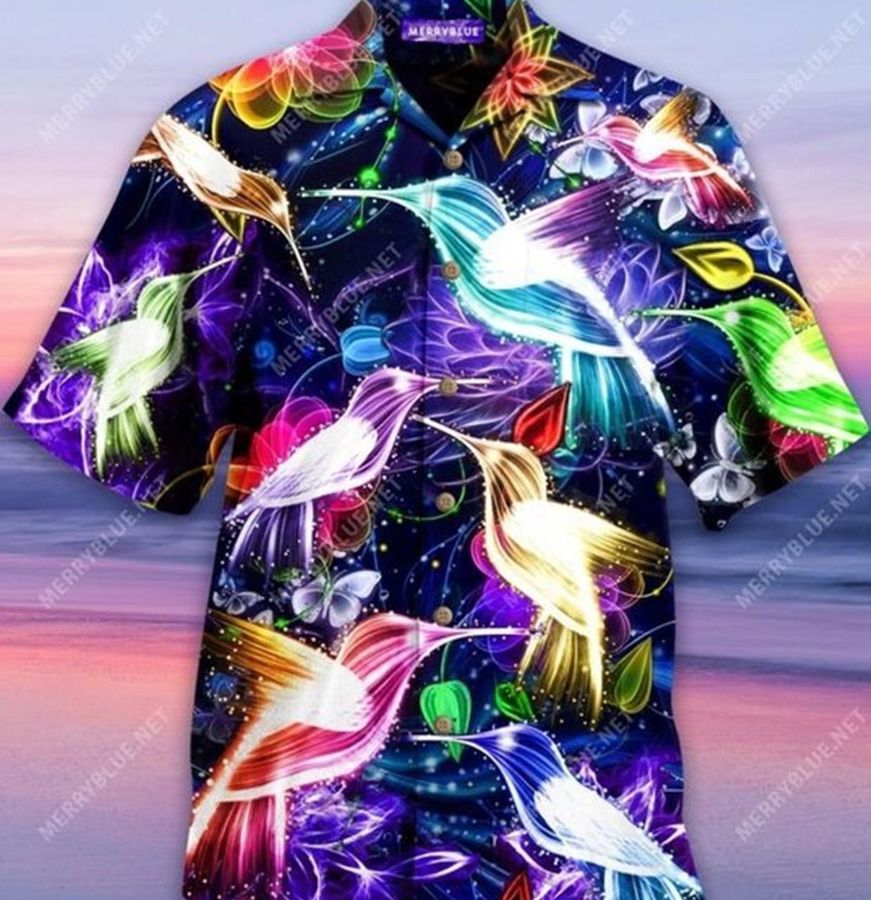 Glowing Hummingbird Unisex Hawaiian Shirt