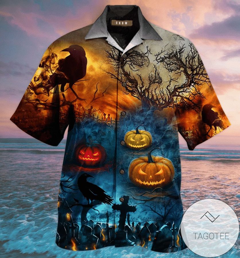 Glowing Pumpkin By Night Halloween Unisex Hawaiian Aloha Shirts V