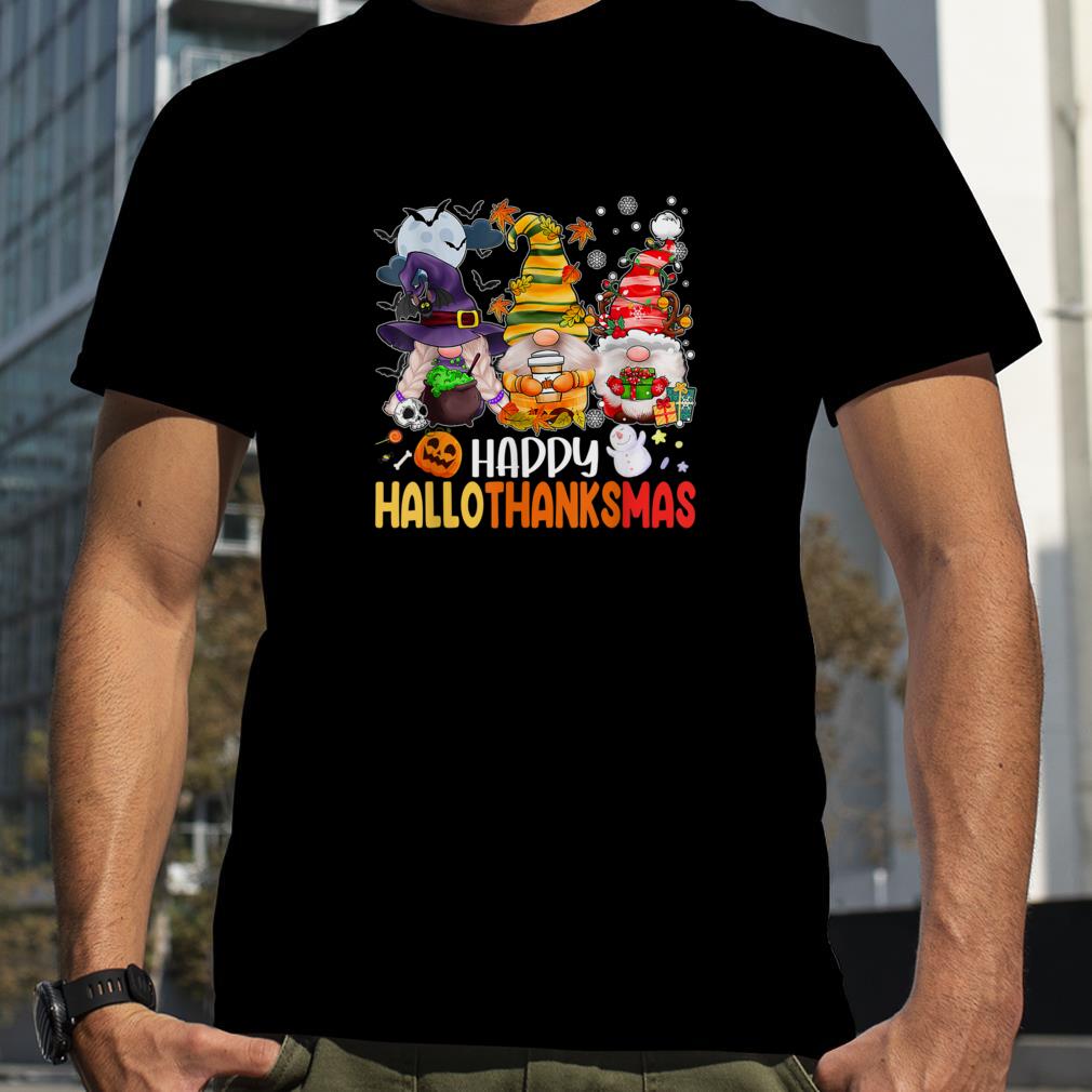 Gnomes Lover Halloween Merry Christmas Happy Hallothanksmas T Shirt