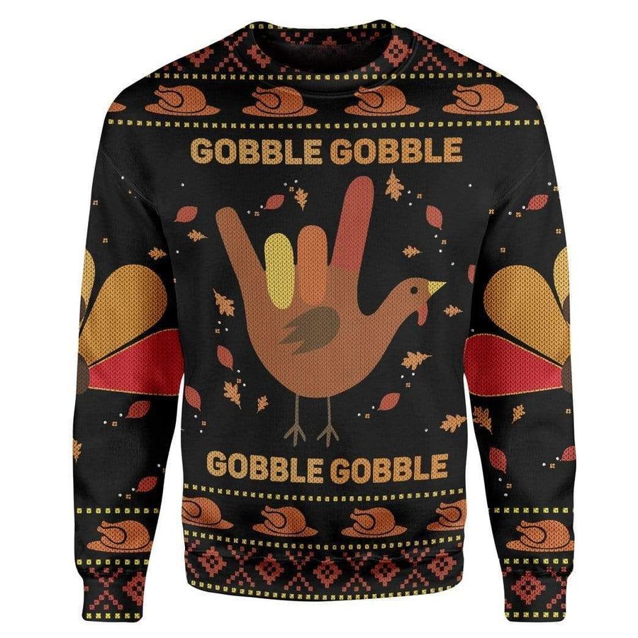 Gobble Gobble Bird Hand Sign For Bird Lovers Ugly Christmas Sweater, All Over Print Sweatshirt, Ugly Sweater, Christmas Sweaters, Hoodie, Sweater