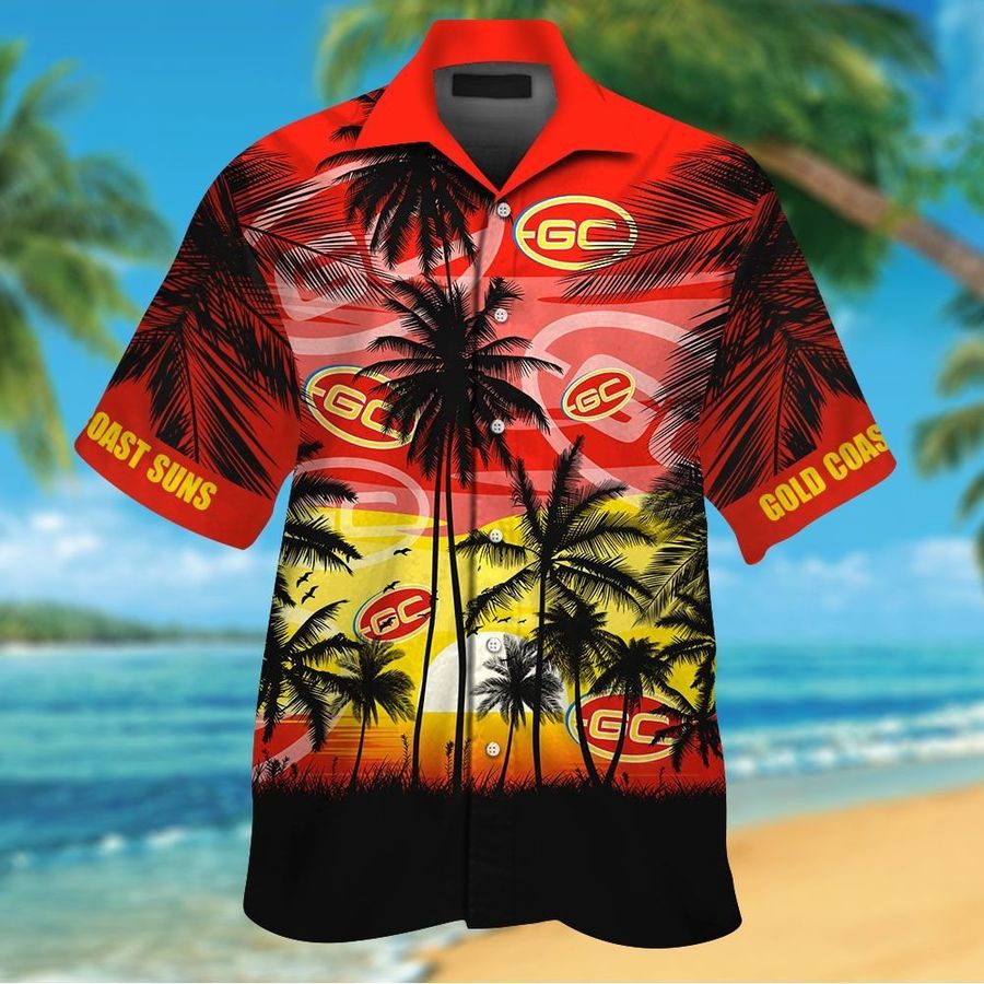 Gold Coast Suns Short Sleeve Button Up Tropical Aloha Hawaiian Shirts For Men Women Shirt Afl
