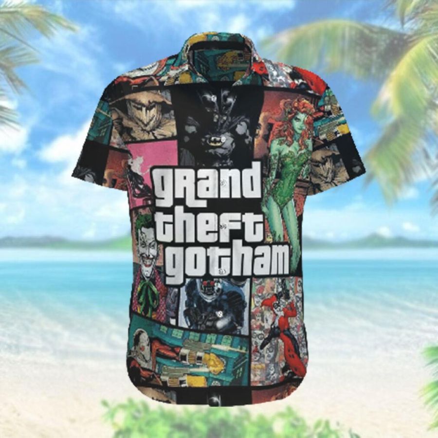 Grand Theft Gotham Batman Harley Quinn Hawaiian Hawaiian Shirt