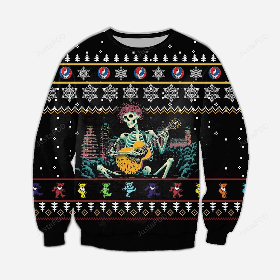 Grateful Skull Knitting Ugly Christmas Sweater All Over Print Sweatshirt