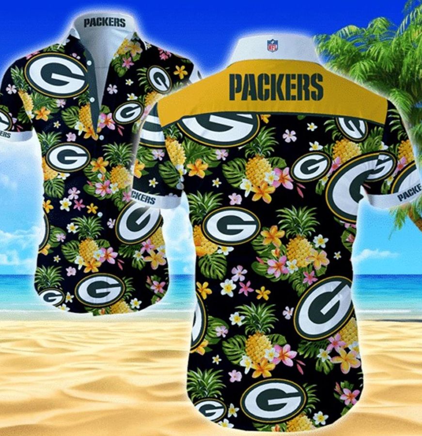 Green Bay Packers 5 Hawaiian Graphic Print Short Sleeve Hawaiian Shirt