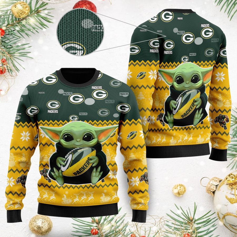 Green Bay Packers Baby Yoda Ugly Christmas Sweater Ugly Sweater