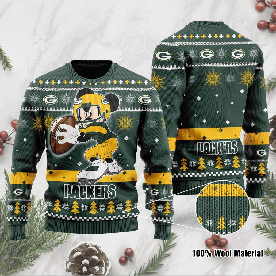 Green Bay Packers Mickey Mouse Funny Ugly Christmas Sweater, Ugly Sweater, Christmas Sweaters, Hoodie, Sweatshirt, Sweater