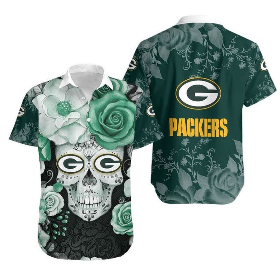 Green Bay Packers Skull Gift For Fan Hawaiian Graphic Print Short Sleeve Hawaiian Shirt