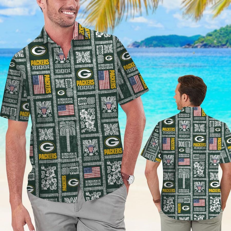 Green Bay Packers Summer Commemorative Short Sleeve Button Up Tropical Aloha Hawaiian Shirts For Men Women