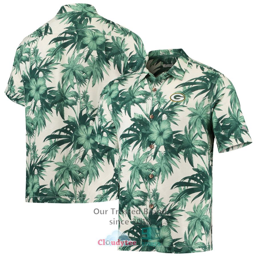 Green Bay Packers Tommy Bahama Sport Harbor Island Hibiscus Camp Green Hawaiian Shirt – LIMITED EDITION – LIMITED EDITION