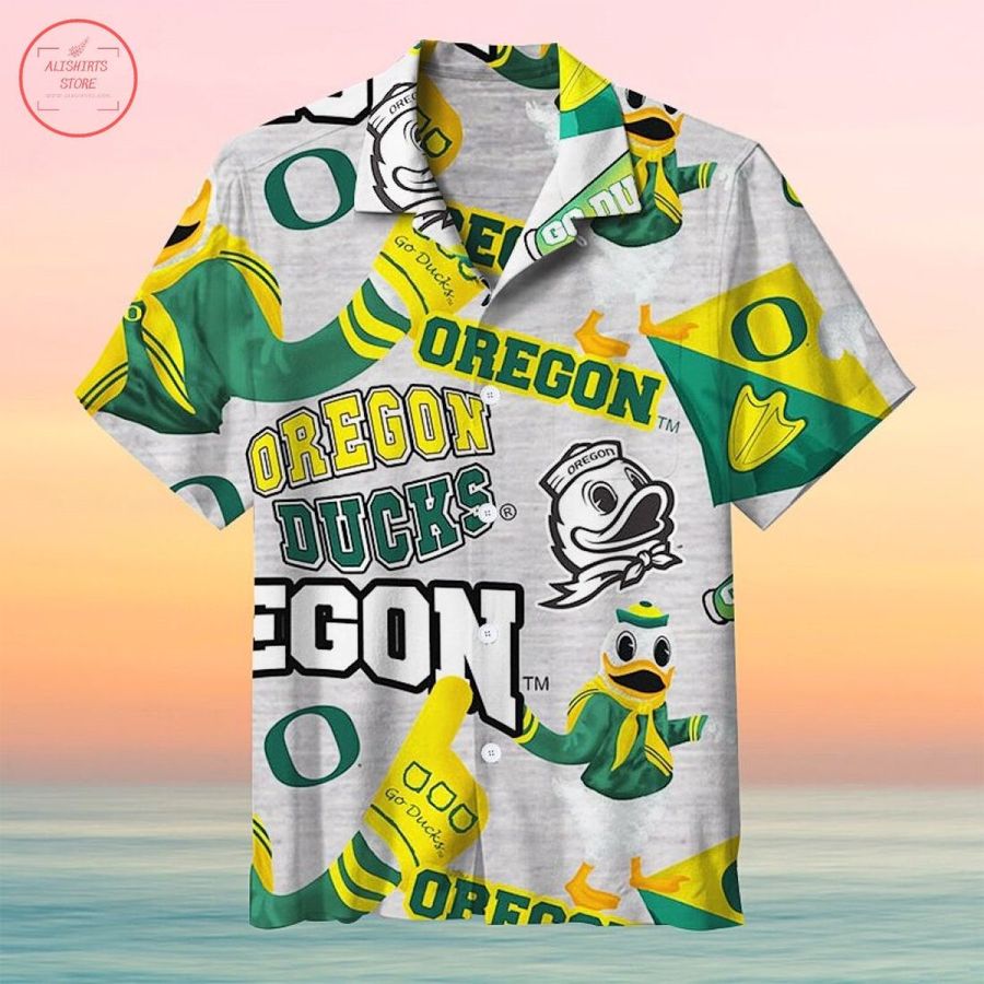 Grey Oregon Ducks Hawaiian Shirt