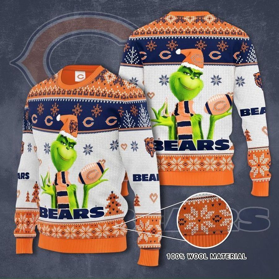 Grinch Chicago Bears Ugly Christmas Sweater All Over Print Sweatshirt