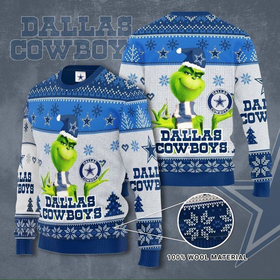 Grinch Dallas Cowboys Ugly Christmas Sweater All Over Print Sweatshirt