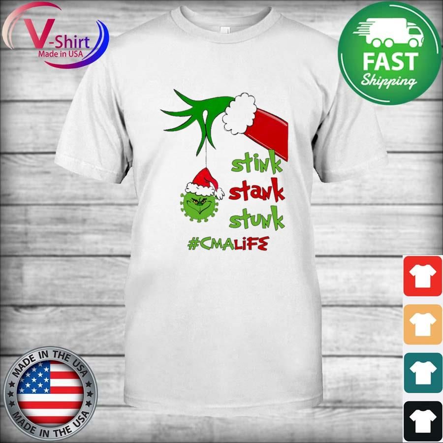Grinch Hand Holding Covid Grinch Face Stink Stank Stunk #CNA Life Christmas Shirt