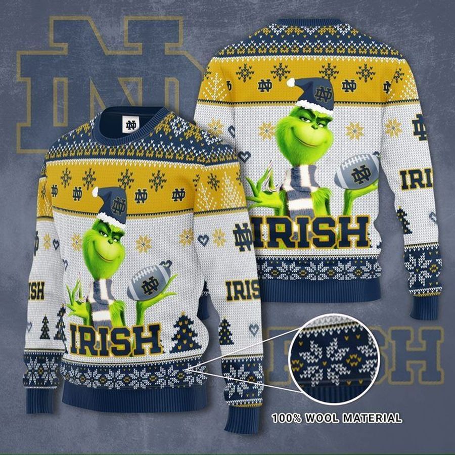 Grinch Hug Notre Dame Fighting Irish Ugly Christmas Sweater, All Over Print Sweatshirt, Ugly Sweater, Christmas Sweaters, Hoodie, Sweater