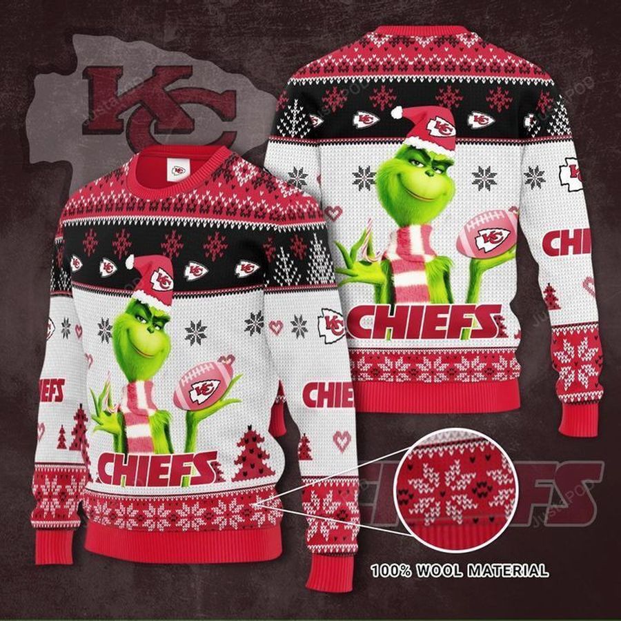 Grinch Kansas City Chiefs 3D Ugly Christmas Sweater Ugly Sweater