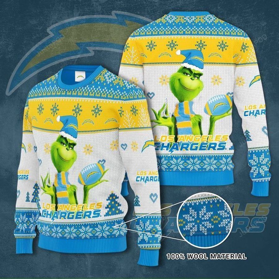 Grinch Los Angeles Chargers Ugly Christmas Sweater All Over Print