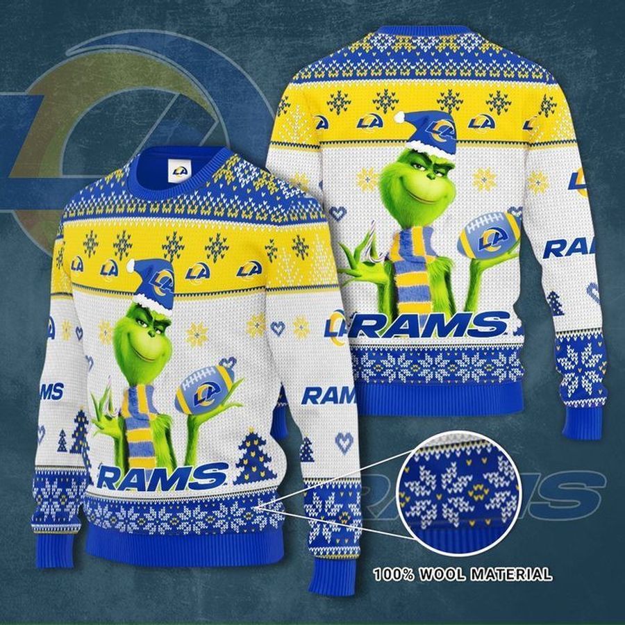 Grinch Los Angeles Rams For Fans Ugly Christmas Sweater All