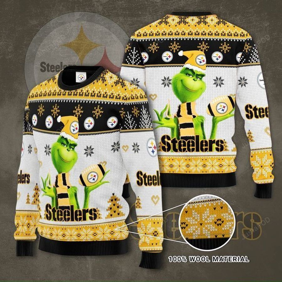 Grinch Pittsburgh Steelers 3D Ugly Christmas Sweater Ugly Sweater Christmas