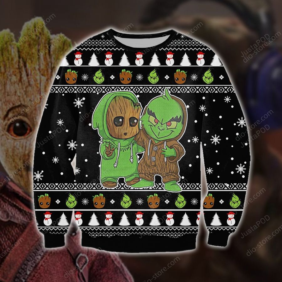 Groot And Grinch Funny 3d Print Ugly Sweater, Ugly Sweater, Christmas Sweaters, Hoodie, Sweater