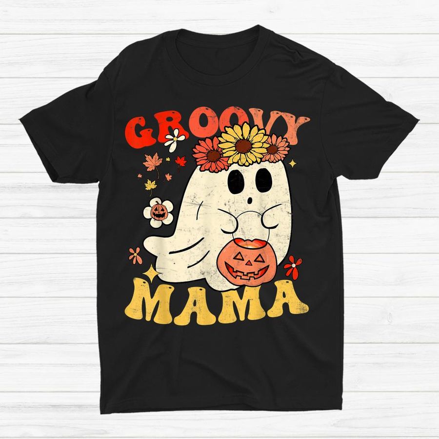 Groovy Mama Floral Ghost Pumpki Hallween Shirt