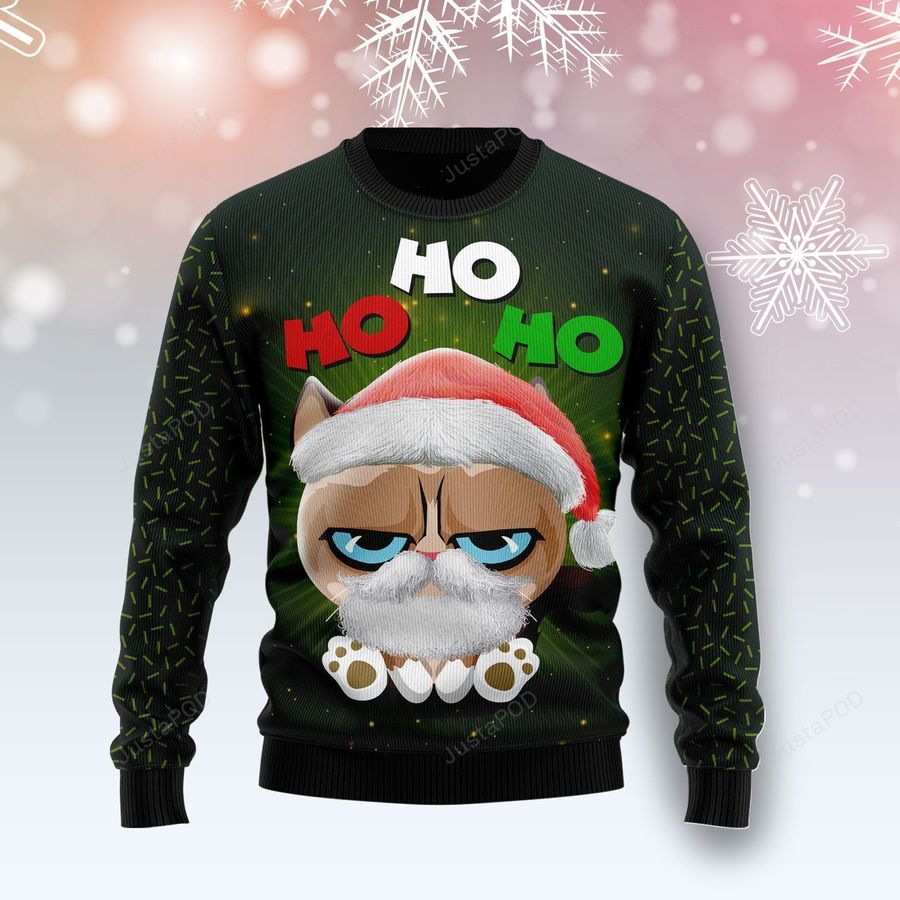Grumpy Cat Hohoho Ugly Christmas Sweater, All Over Print Sweatshirt, Ugly Sweater, Christmas Sweaters, Hoodie, Sweater