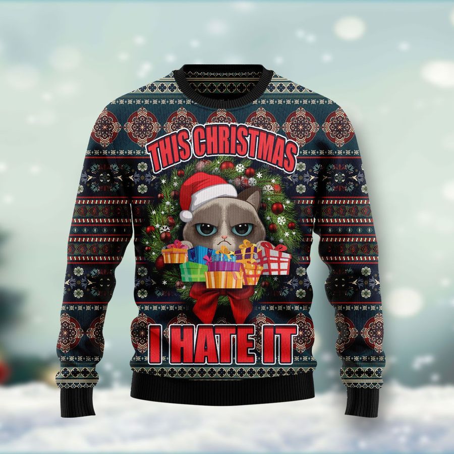 Grumpy Cat Ugly Christmas Sweater All Over Print Sweatshirt Ugly