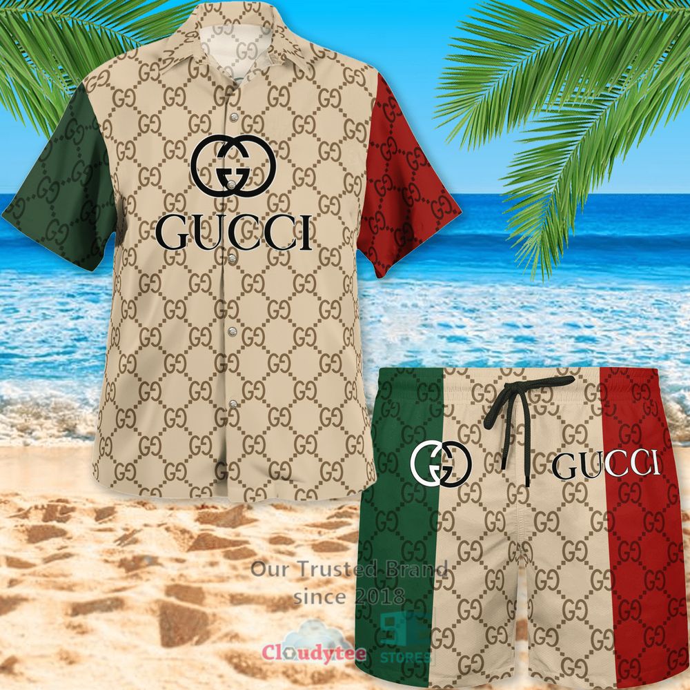 Gucci Black Logo Red Green Hawaiian Shirt, Short – LIMITED EDITION