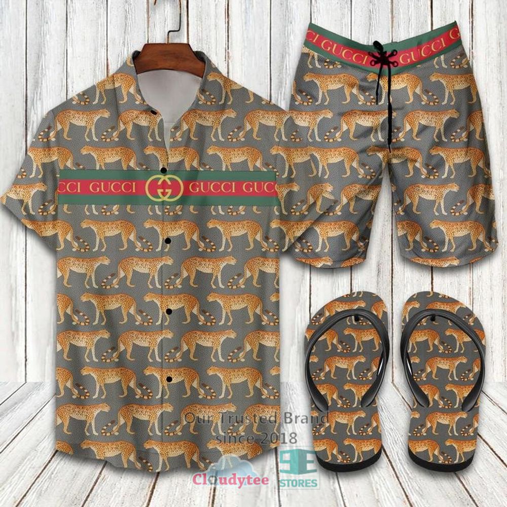 Gucci Panther Hawaiian Shirt, Short, Flip-Flops – LIMITED EDITION