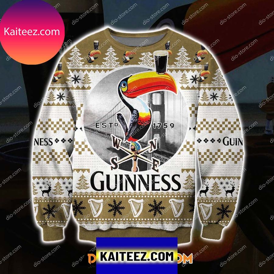 Guinness Beer 1759 Toucan 3D All Over Print Christmas Ugly Sweater
