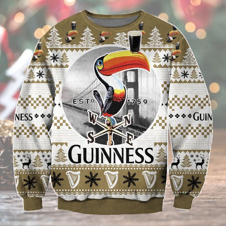 Guinness Compass Parrot Ugly Sweater Christmas