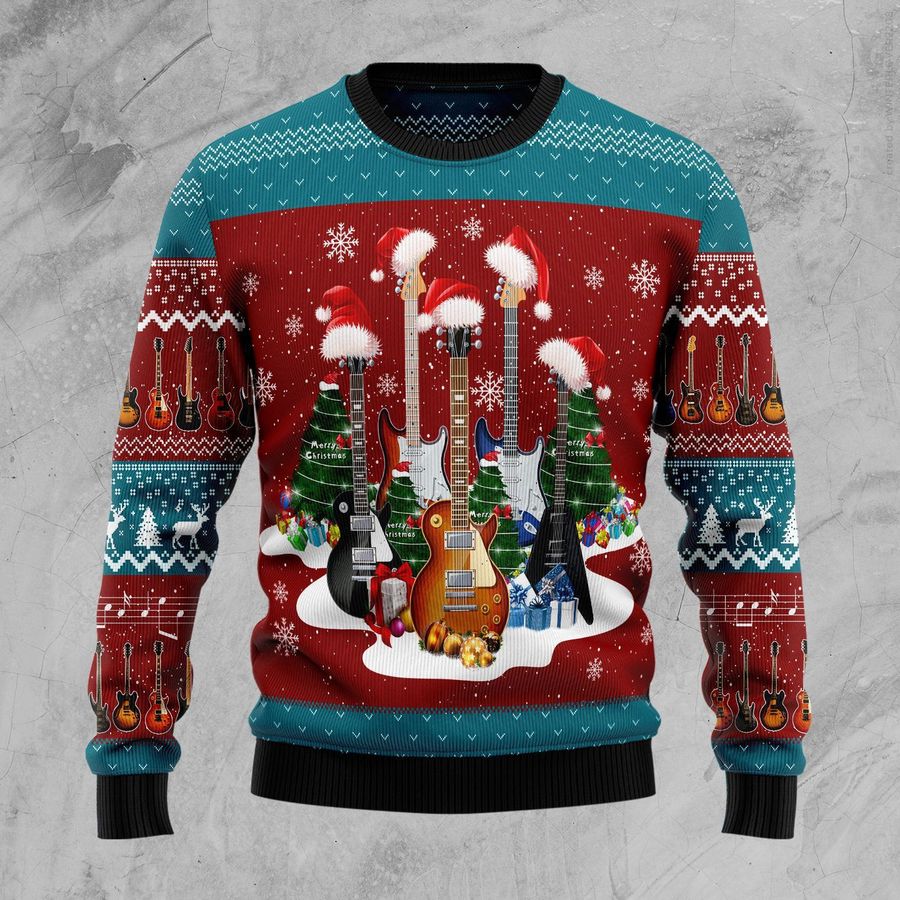 Guitar Christmas Ugly Christmas Sweater All Over Print Sweatshirt Ugly