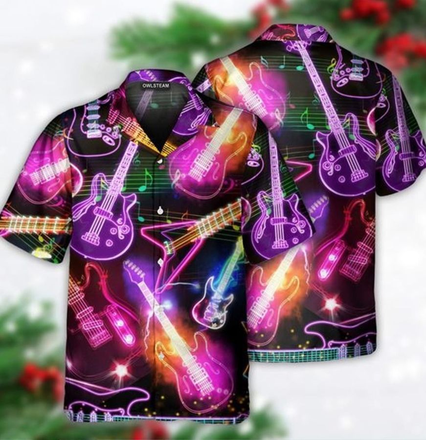 Guitar Neon Amazing Christmas Hawaiian Shirt